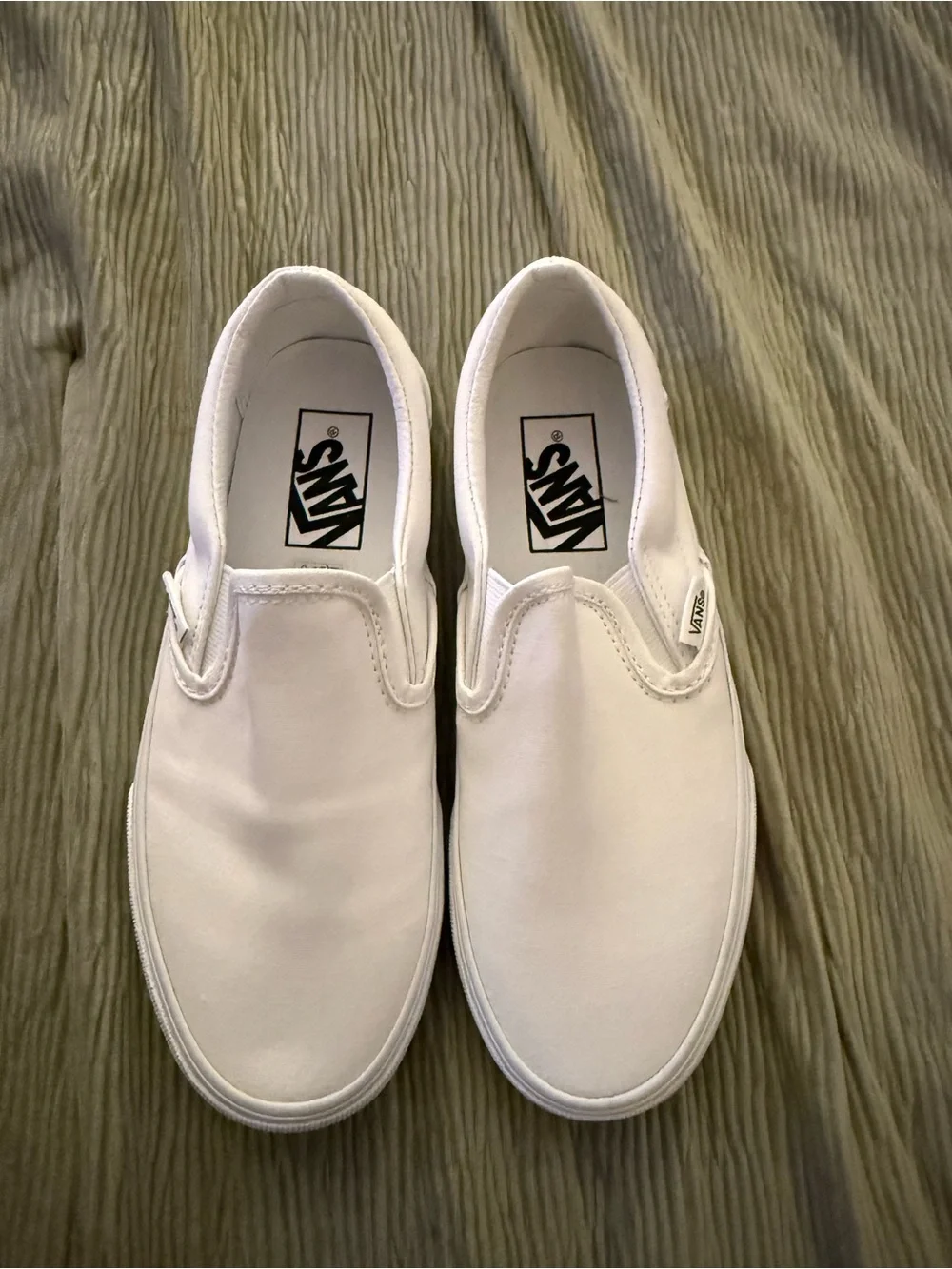 Vans White Classic Slip-On Canvas Sneakers